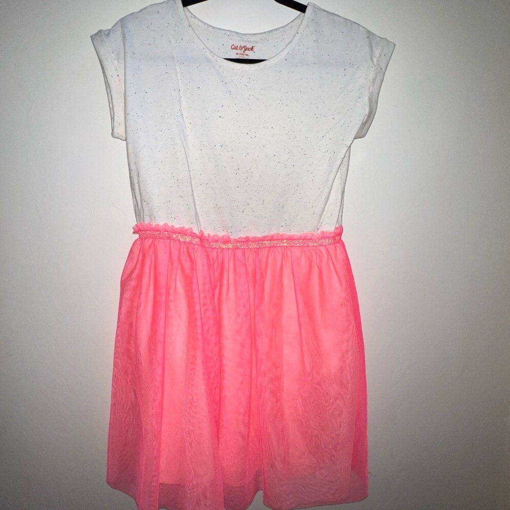 Cat & Jack White and Pink Casual Dress 14/16‎ XL